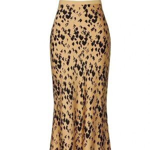 Anine Bing Bar Silk Midi Skirt Leopard Print, size S